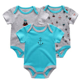 3PCS/LOT Newborn Girl Boy Baby Clothes High Quality Cute 100%Cotton Short Sleeve Baby Rompers Roupas de bebe Infantil Costumes