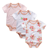 3PCS/LOT Newborn Girl Boy Baby Clothes High Quality Cute 100%Cotton Short Sleeve Baby Rompers Roupas de bebe Infantil Costumes