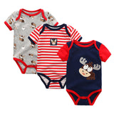 3PCS/LOT Newborn Girl Boy Baby Clothes High Quality Cute 100%Cotton Short Sleeve Baby Rompers Roupas de bebe Infantil Costumes