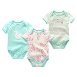 3PCS/LOT Newborn Girl Boy Baby Clothes High Quality Cute 100%Cotton Short Sleeve Baby Rompers Roupas de bebe Infantil Costumes