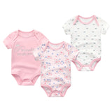 3PCS/LOT Newborn Girl Boy Baby Clothes High Quality Cute 100%Cotton Short Sleeve Baby Rompers Roupas de bebe Infantil Costumes
