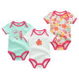 3PCS/LOT Newborn Girl Boy Baby Clothes High Quality Cute 100%Cotton Short Sleeve Baby Rompers Roupas de bebe Infantil Costumes