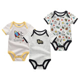 3PCS/LOT Newborn Girl Boy Baby Clothes High Quality Cute 100%Cotton Short Sleeve Baby Rompers Roupas de bebe Infantil Costumes