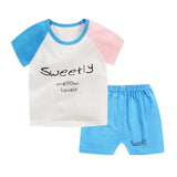 Baby Set t-shirt+short Pant 2 pcs Set Summer Clothes Newborn Boy Clothes Girl Cartoon Cotton Baby Suit (Shirt+Pants) 0-24M