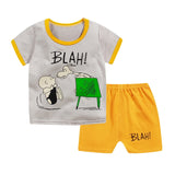 Baby Set t-shirt+short Pant 2 pcs Set Summer Clothes Newborn Boy Clothes Girl Cartoon Cotton Baby Suit (Shirt+Pants) 0-24M