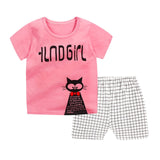 Baby Set t-shirt+short Pant 2 pcs Set Summer Clothes Newborn Boy Clothes Girl Cartoon Cotton Baby Suit (Shirt+Pants) 0-24M