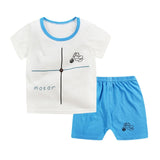 Baby Set t-shirt+short Pant 2 pcs Set Summer Clothes Newborn Boy Clothes Girl Cartoon Cotton Baby Suit (Shirt+Pants) 0-24M