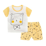 Baby Set t-shirt+short Pant 2 pcs Set Summer Clothes Newborn Boy Clothes Girl Cartoon Cotton Baby Suit (Shirt+Pants) 0-24M