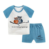 Baby Set t-shirt+short Pant 2 pcs Set Summer Clothes Newborn Boy Clothes Girl Cartoon Cotton Baby Suit (Shirt+Pants) 0-24M