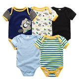 5PCS/LOT Unisex Top Quality Baby Rompers Short Sleeve Cottom O-Neck 0-12M Novel Newborn Boys&Girls Roupas de bebe Baby Clothes