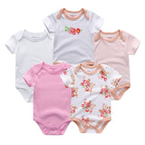 5PCS/LOT Unisex Top Quality Baby Rompers Short Sleeve Cottom O-Neck 0-12M Novel Newborn Boys&Girls Roupas de bebe Baby Clothes