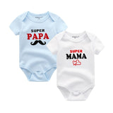 2PCS/LOT Newborn Baby Clothes Short Sleeve Girl Boy Clothing  I Love Papa Mama Design 100%Cotton Rompers de bebe Costumes White