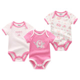3PCS/LOT Newborn Girl Boy Baby Clothes High Quality Cute 100%Cotton Short Sleeve Baby Rompers Roupas de bebe Infantil Costumes