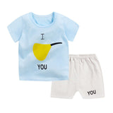 Baby Set t-shirt+short Pant 2 pcs Set Summer Clothes Newborn Boy Clothes Girl Cartoon Cotton Baby Suit (Shirt+Pants) 0-24M