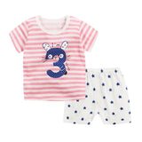 Baby Set t-shirt+short Pant 2 pcs Set Summer Clothes Newborn Boy Clothes Girl Cartoon Cotton Baby Suit (Shirt+Pants) 0-24M