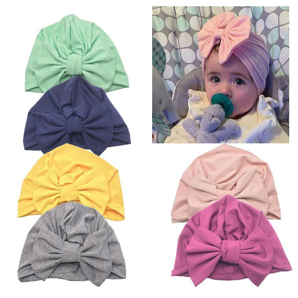 0-18Months Cute Baby Hats Cotton Soft Turban Knot Girl Summer Hat  style Kids Newborn Cap for baby girls
